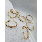 Rainbow Multi Color Fancy Zircon Gold Copper Hoop Bali Earrings Bulk