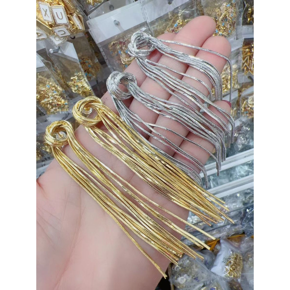 Long Tassel 18K Gold Anti Tarnish Copper Dangler Earring Women Bulk