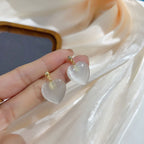 Mother of Pearl Heart Love 18K Gold Copper Stud Earring for Women