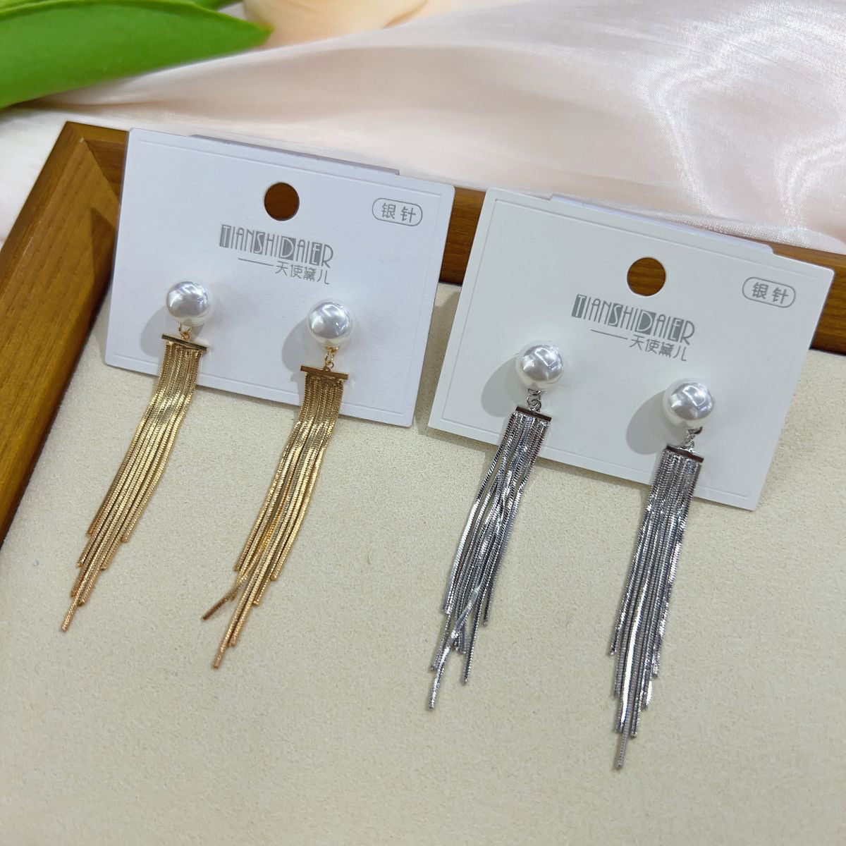 Pearl Tassel 18K Gold Copper Dangling Earring For Women Bulk