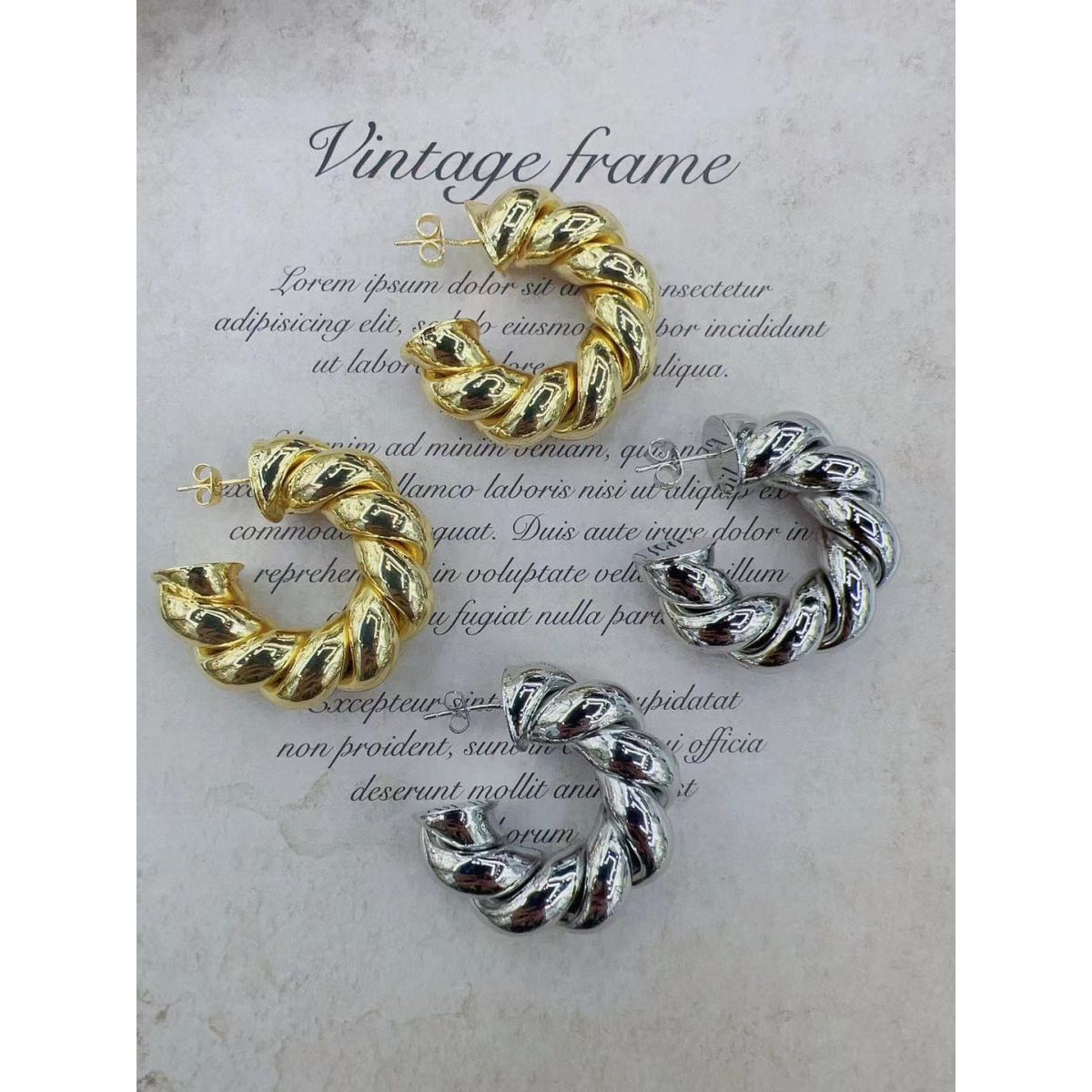 Twisted Croissant Glossy Copper Gold Hoop Bali Earrings for Women