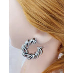 Twisted Croissant Glossy Copper Gold Hoop Bali Earrings for Women