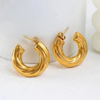 Layered Gold Glossy Gold Anti Tarnish Copper Hoop Bali Earring Bulk