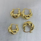 Croissant Twisted Glossy Gold Anti Tarnish Hoop Bali Earring Bulk