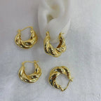 Croissant Twisted Glossy Gold Anti Tarnish Hoop Bali Earring Bulk