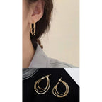 Triple Box Chain 18K Gold Dangling Earring For Women Bulk