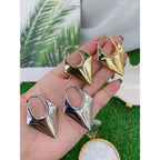 Triangle 3D 18K Gold Anti Tarnish Glossy Hoop Earring For Women Bulk