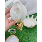 Triangle 3D 18K Gold Anti Tarnish Glossy Hoop Earring For Women Bulk