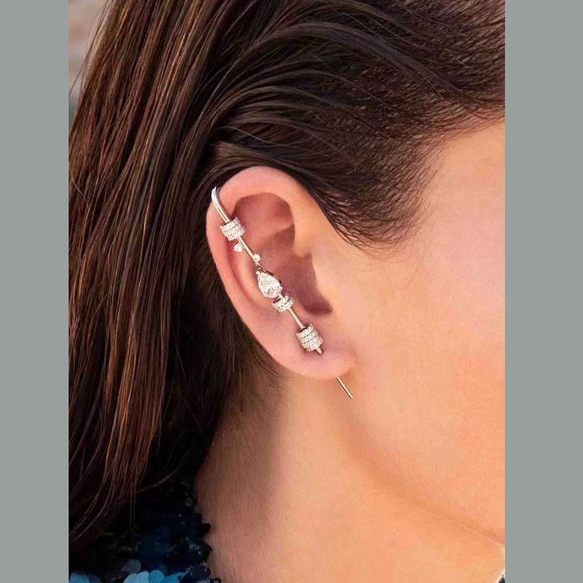 Fancy Cubic Zirconia Single Ear Cuff Earring For Women Bulk Main image