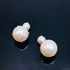 Post Dual Pearl Studded Zircon 18K Gold Double Side Stud Earring Bulk