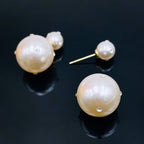 Post Dual Pearl Studded Zircon 18K Gold Double Side Stud Earring Bulk