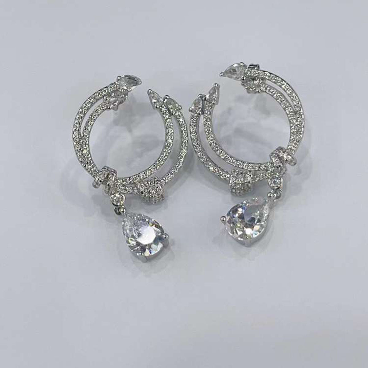 Pear Cubic Zirconia Silver Anti Tarnish Dangling Earring Women Bulk