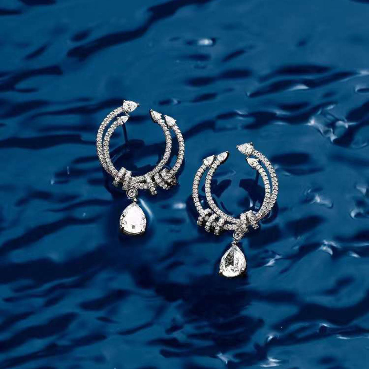 Pear Cubic Zirconia Silver Anti Tarnish Dangling Earring Women Bulk Secondary image