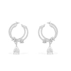 Pear Cubic Zirconia Silver Anti Tarnish Dangling Earring Women Bulk