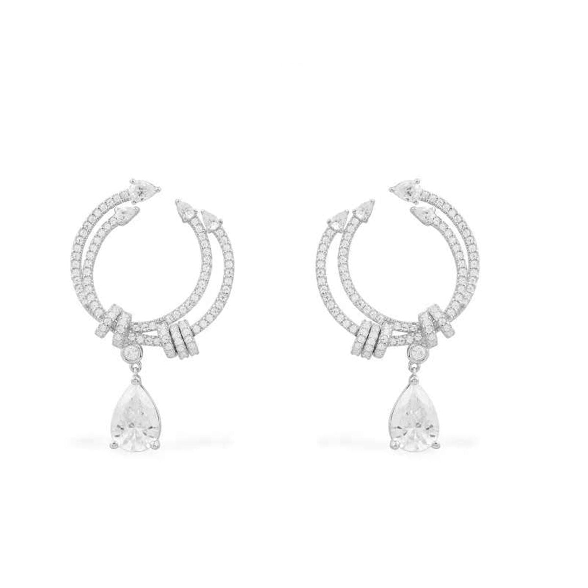 Pear Cubic Zirconia Silver Anti Tarnish Dangling Earring Women Bulk
