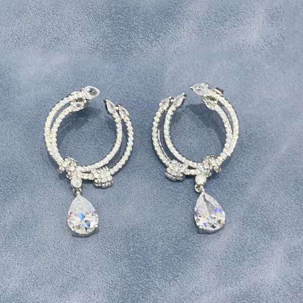 Pear Cubic Zirconia Silver Anti Tarnish Dangling Earring Women Bulk