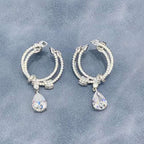 Pear Cubic Zirconia Silver Anti Tarnish Dangling Earring Women Bulk