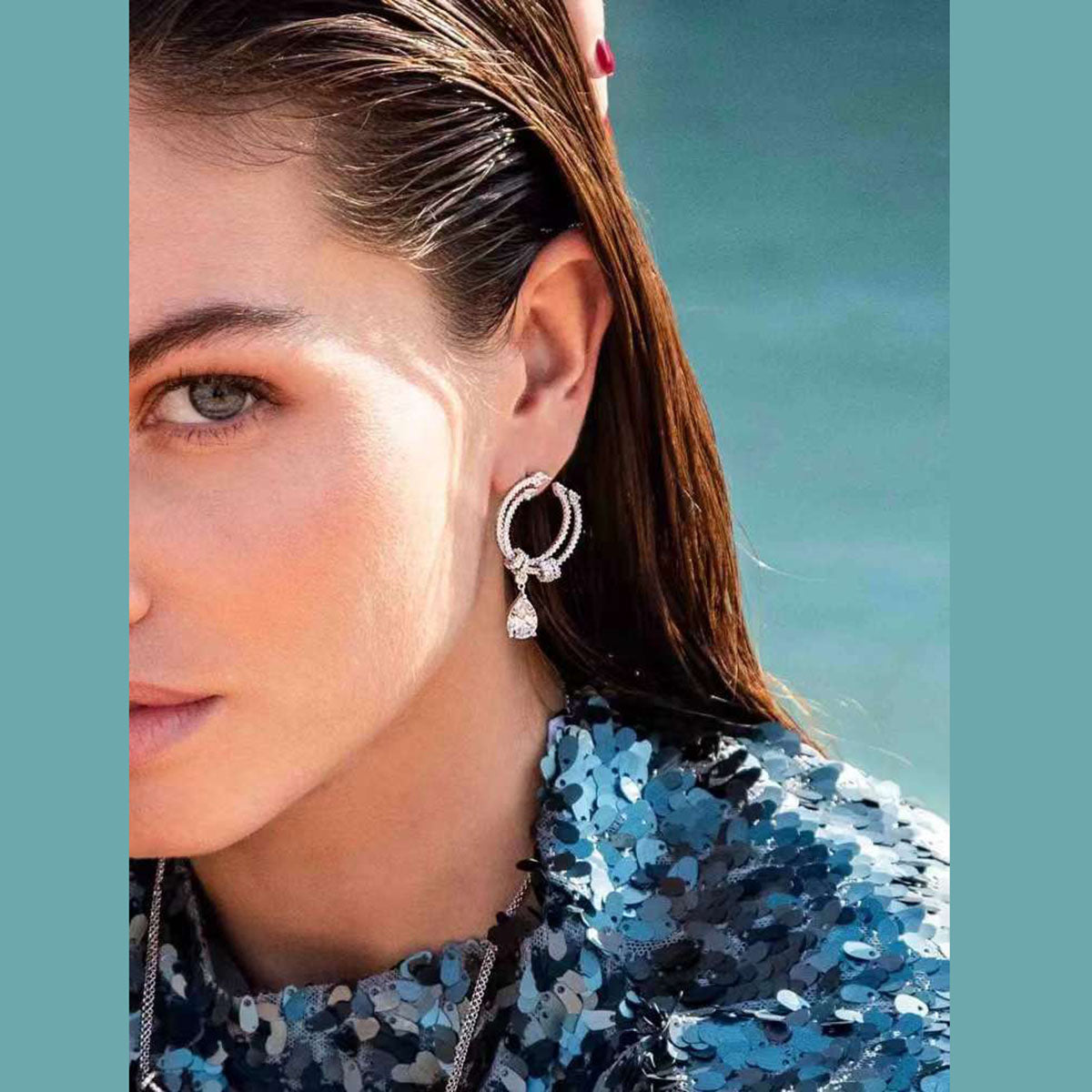 Pear Cubic Zirconia Silver Anti Tarnish Dangling Earring Women Bulk