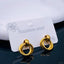 Omega Twin Rings 18K Glossy Gold Stainless Steel Stud Earrings Bulk