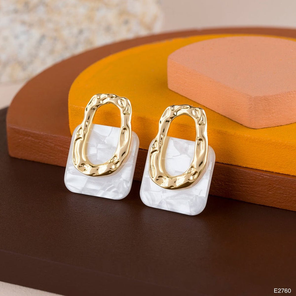 Mother Of Pearl 18K Gold Anti Tarnish Stud Dangler Earring Women Bulk