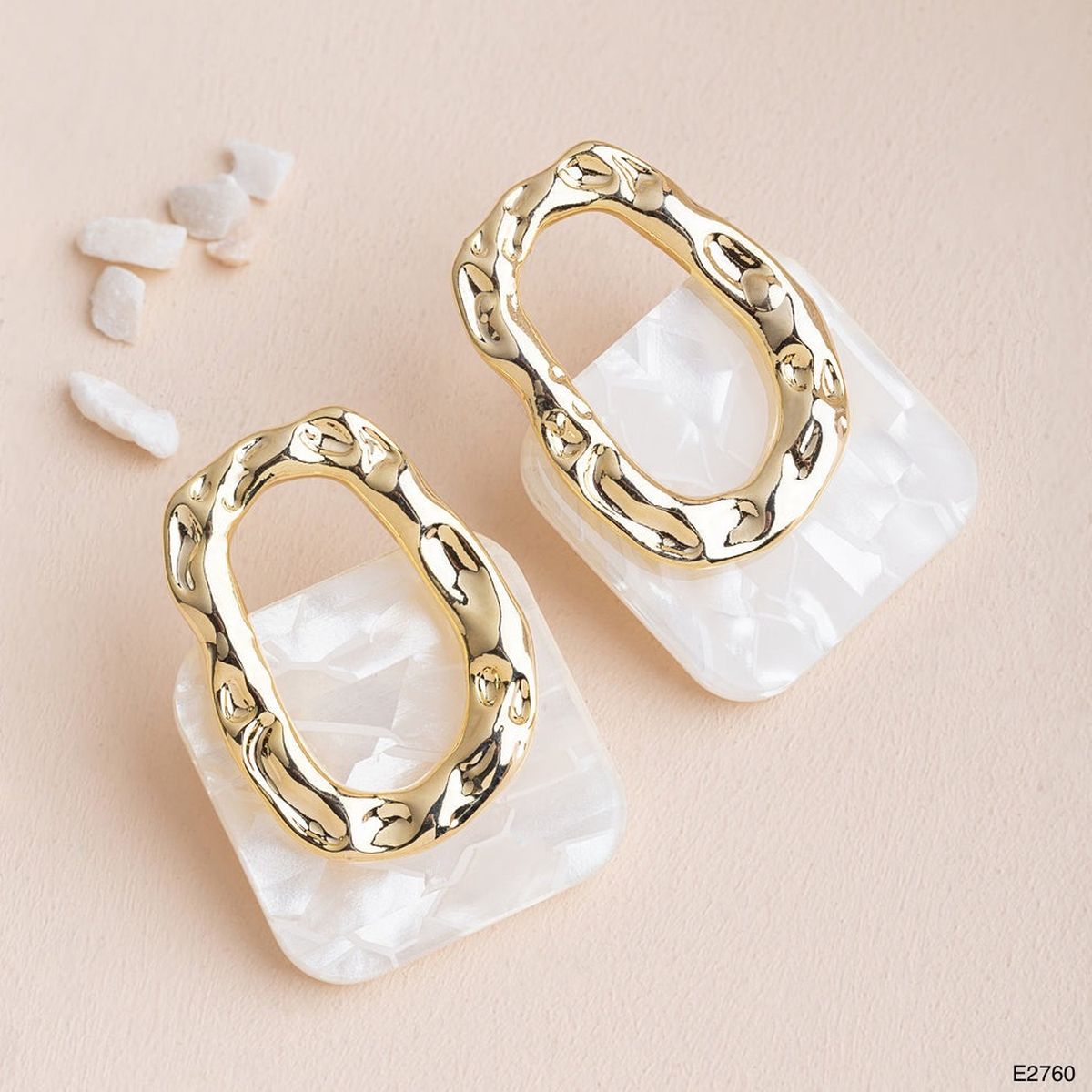Mother Of Pearl 18K Gold Anti Tarnish Stud Dangler Earring Women Bulk