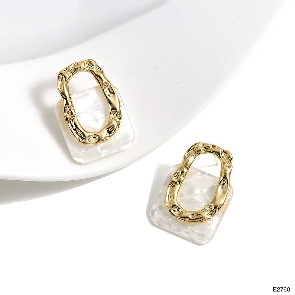 Mother Of Pearl 18K Gold Anti Tarnish Stud Dangler Earring Women Bulk