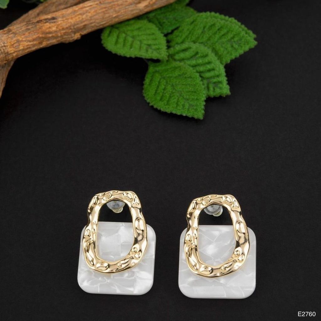 Mother Of Pearl 18K Gold Anti Tarnish Stud Dangler Earring Women Bulk