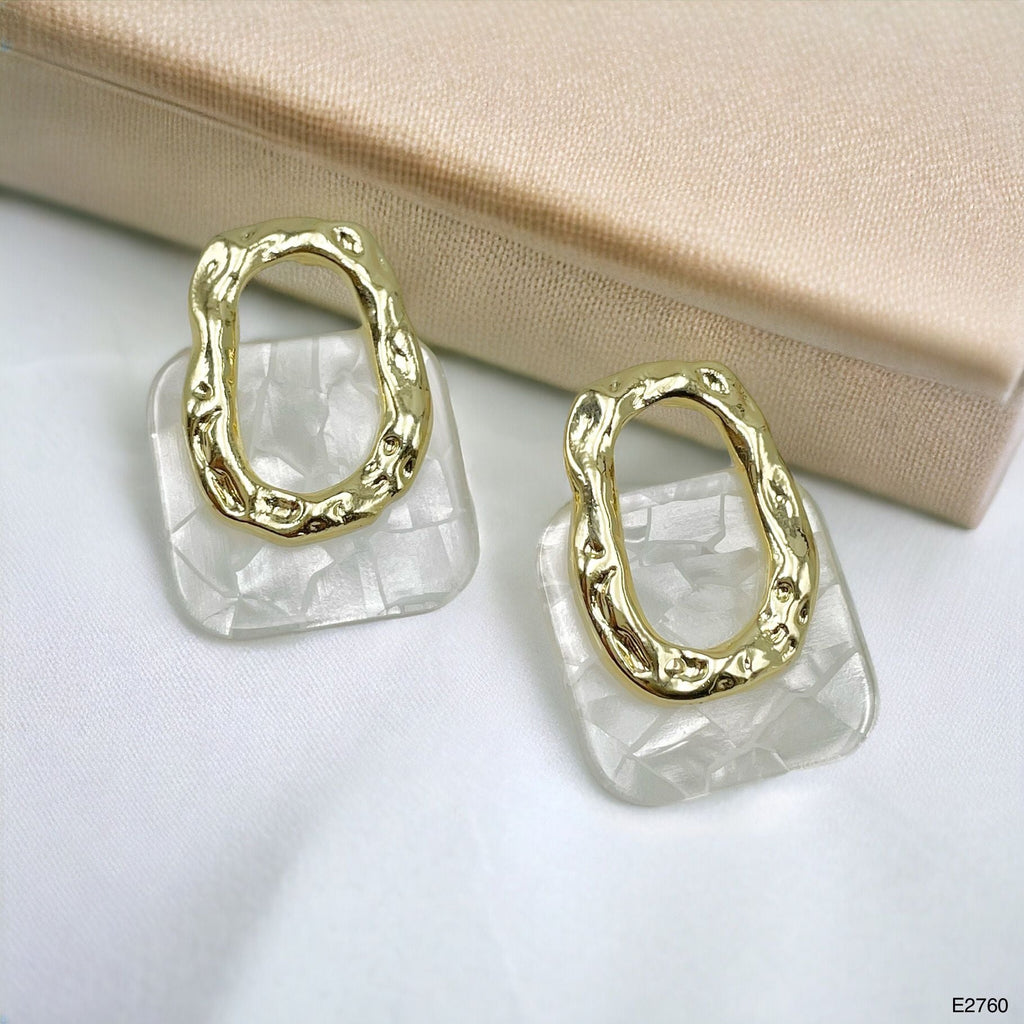 Mother Of Pearl 18K Gold Anti Tarnish Stud Dangler Earring Women Bulk
