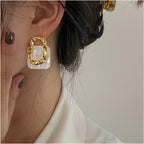 Mother Of Pearl 18K Gold Anti Tarnish Stud Dangler Earring Women Bulk