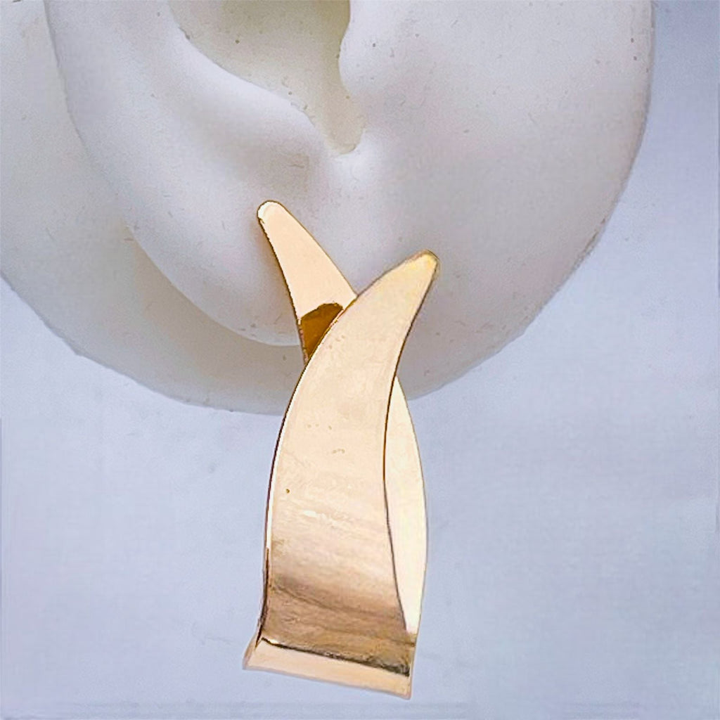 Folded Leaf 18K Gold Copper Stud Earring For Women Bulk