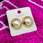 12 Mm Pearl Beaten 18K Gold White Anti Tarnish Stud Earring Women Bulk