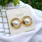12 Mm Pearl Beaten 18K Gold White Anti Tarnish Stud Earring Women Bulk