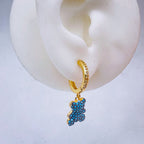 Turquoise Blue Teddy Bear 18K Gold Hoop Dangling Drop Earring Bulk