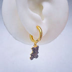 Turquoise Blue Teddy Bear 18K Gold Hoop Dangling Drop Earring Bulk