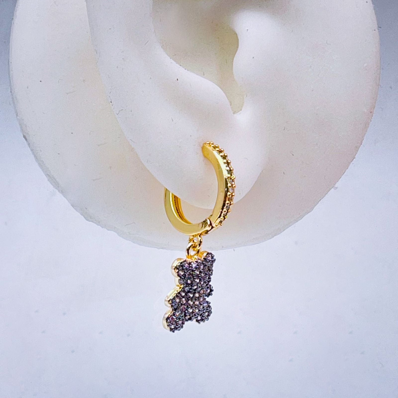 Turquoise Blue Teddy Bear 18K Gold Hoop Dangling Drop Earring Bulk