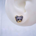 Green Teddy Bear 18K Gold Copper Stud Earring For Women Bulk