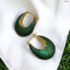 Green Cubic Zirconia 18K Gold Anti Tarnish Hoop Bali Earring Bulk
