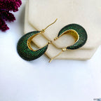 Green Cubic Zirconia 18K Gold Anti Tarnish Hoop Bali Earring Bulk