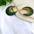 Green Cubic Zirconia 18K Gold Anti Tarnish Hoop Bali Earring Bulk