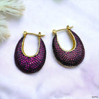 Green Cubic Zirconia 18K Gold Anti Tarnish Hoop Bali Earring Bulk