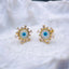 Sun Rays Mother of Pearl Evil Eye 18K Gold Stud Earring for Women