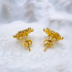 Sun Rays Mother of Pearl Evil Eye 18K Gold Stud Earring for Women