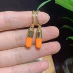 White Capsule Tablet 18K Gold Dangling Earring For Women Bulk