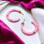 Pink Enamel 18K Gold Anti Tarnish Hoop Earring For Women Bulk