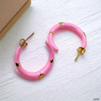 Pink Enamel 18K Gold Anti Tarnish Hoop Earring For Women Bulk