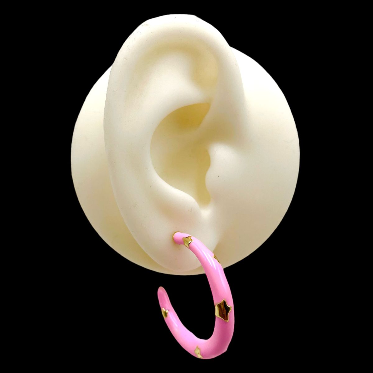 Pink Enamel 18K Gold Anti Tarnish Hoop Earring For Women Bulk