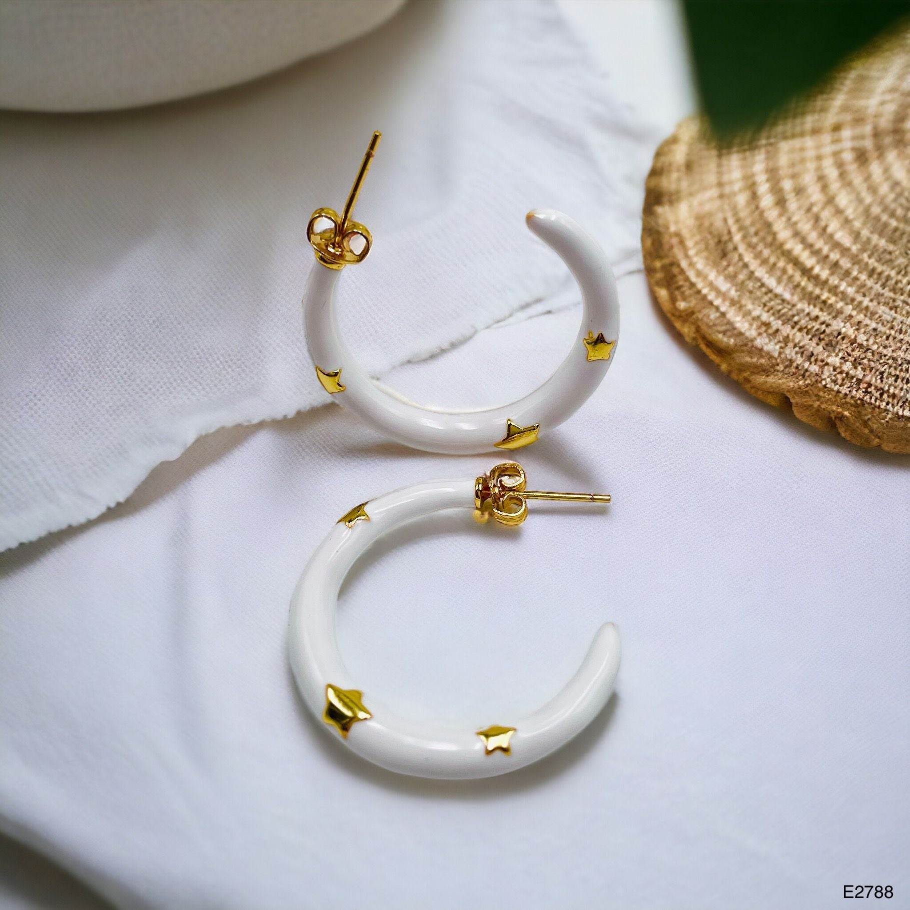 Pink Enamel 18K Gold Anti Tarnish Hoop Earring For Women Bulk