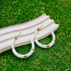 Pink Enamel 18K Gold Anti Tarnish Hoop Earring For Women Bulk