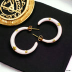 Pink Enamel 18K Gold Anti Tarnish Hoop Earring For Women Bulk