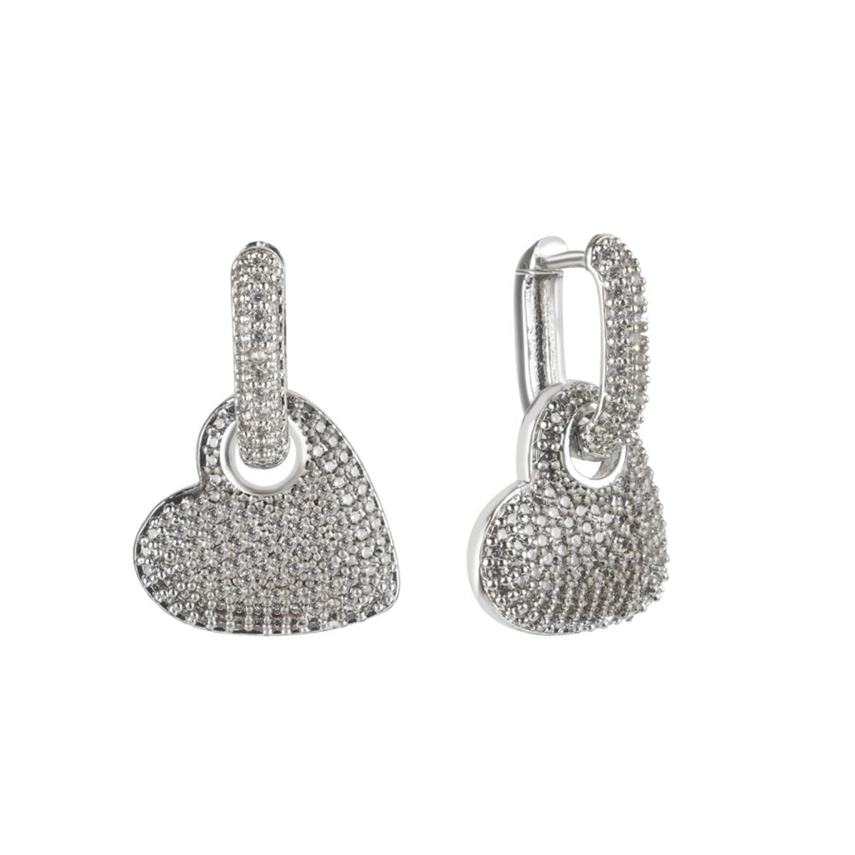 Heart Love Cubic Zirconia Silver Anti Tarnish Hoop Earring Women Bulk Secondary image